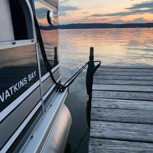 side of watkins bay boat